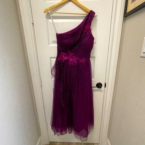 Marchesa Notte Magenta tea length cocktail/evening gown. Size 4. TTS